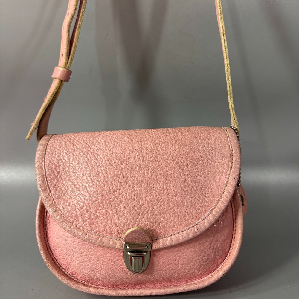 Roots Pink Leather Small Crossbody Bag